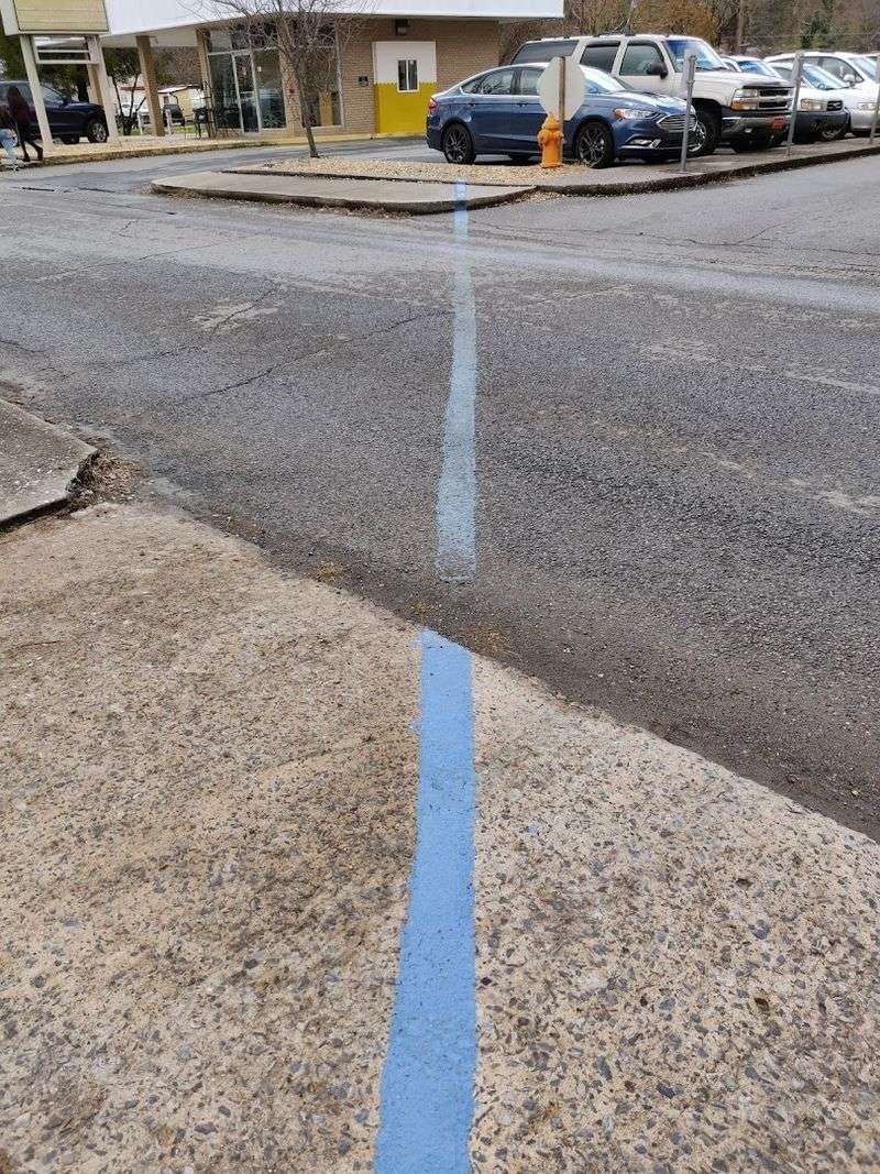 The Blue Line That Divides Two States Right Through Town