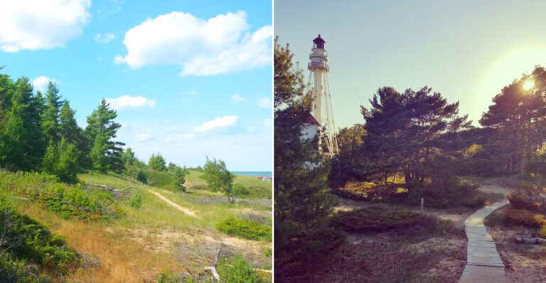 This Towering Wisconsin Lighthouse Watches Over A Beautiful Lake Michigan Beach
