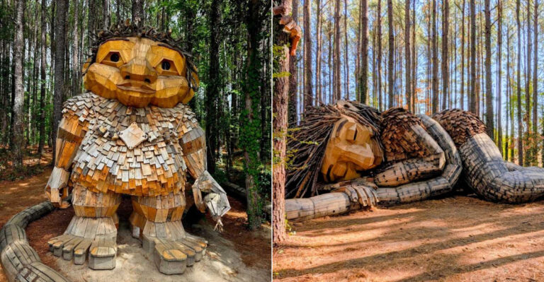You Have To See These Giant Wooden Sculptures Hiding The Woods At This North Carolina Park