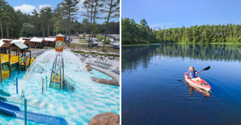 This Massachusetts Camping Resort Lets You Swim, Paddle, And Splash All Weekend