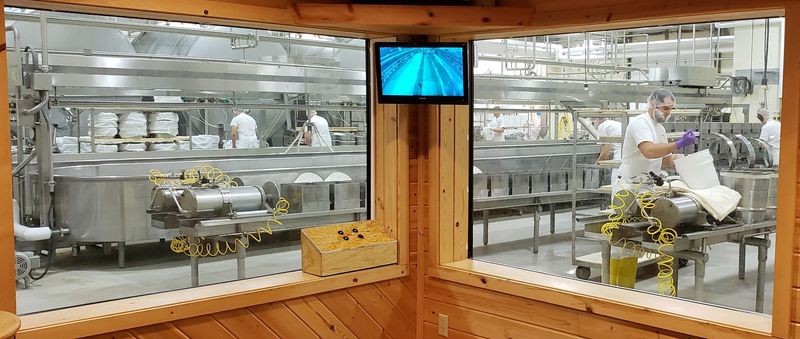 Watch Cheese Being Made Through The Factory Window