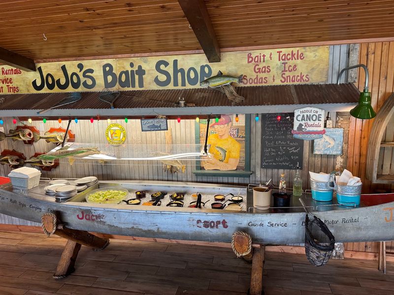 A Salad Bar Served Inside A Canoe