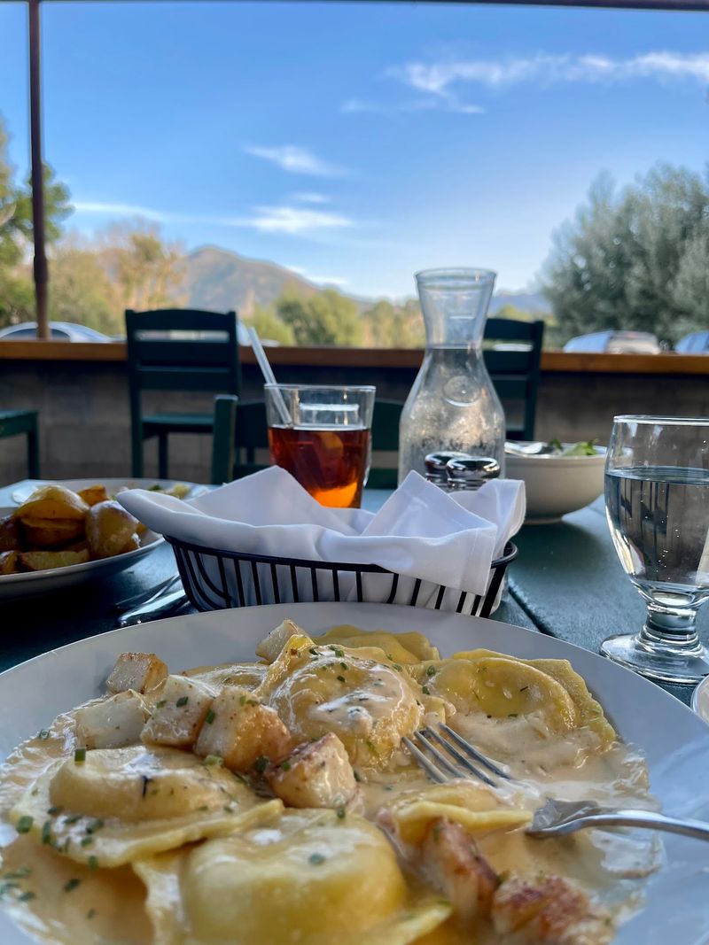 Patio Tables With A Mountain Backdrop