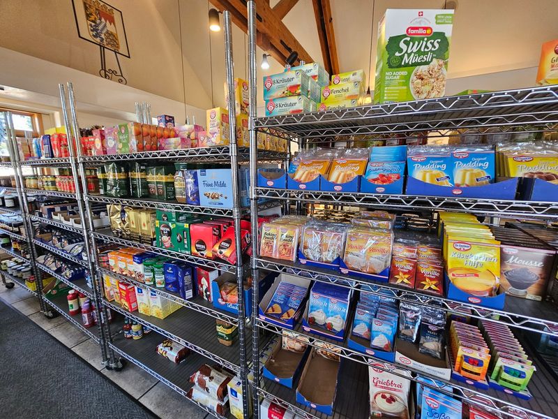 Shelves Packed With Imported German Groceries