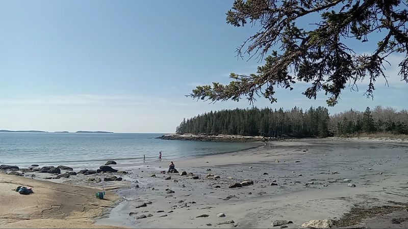 A Crescent Of Grey Sand On Penobscot Bay