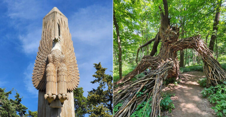These Incredible Giant Wooden Sculptures Are Hiding In An Iowa Park
