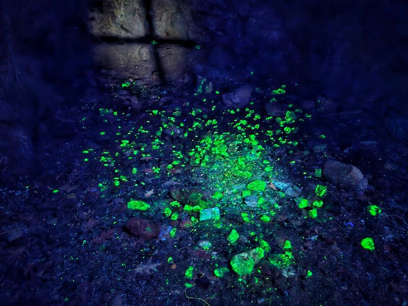 Glittering Walls And Glowing Green Rocks