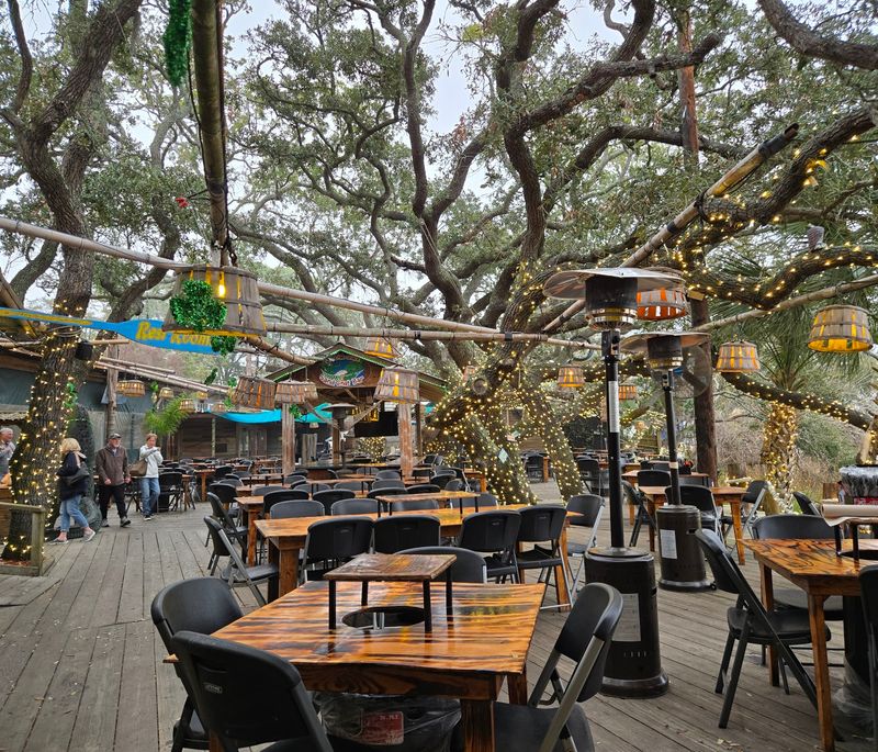Dining Under Live Oaks Beside Chimney Creek