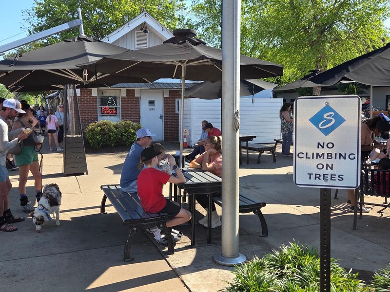Outdoor Seating Beside The Railroad Tracks