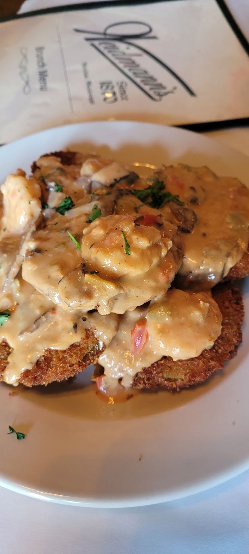 Shrimp And Grits Yaya, Redfish, And Crab Cakes