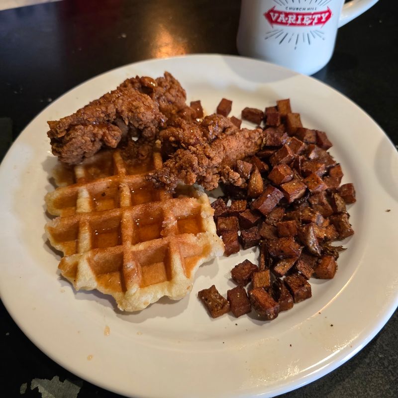 Chicken And Waffles With A Hot Honey Finish
