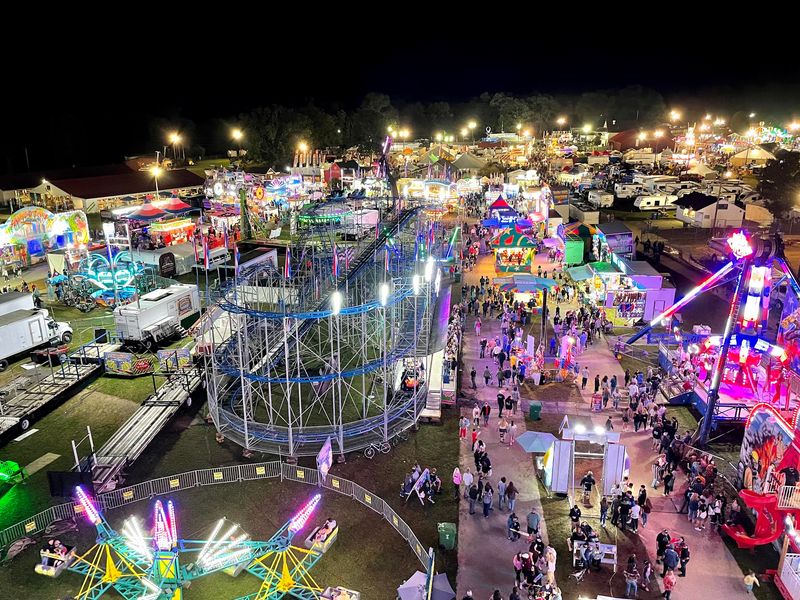 Midway Rides And Neon After Dark