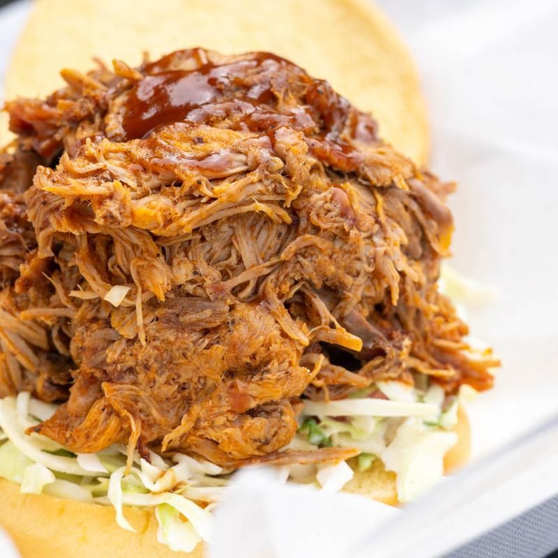 A Pound Of Pulled Pork On One Bun
