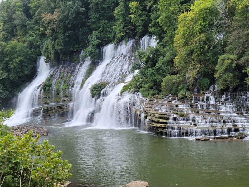 Twin Falls at Rock Island, Where Water Comes Out of the Cliff