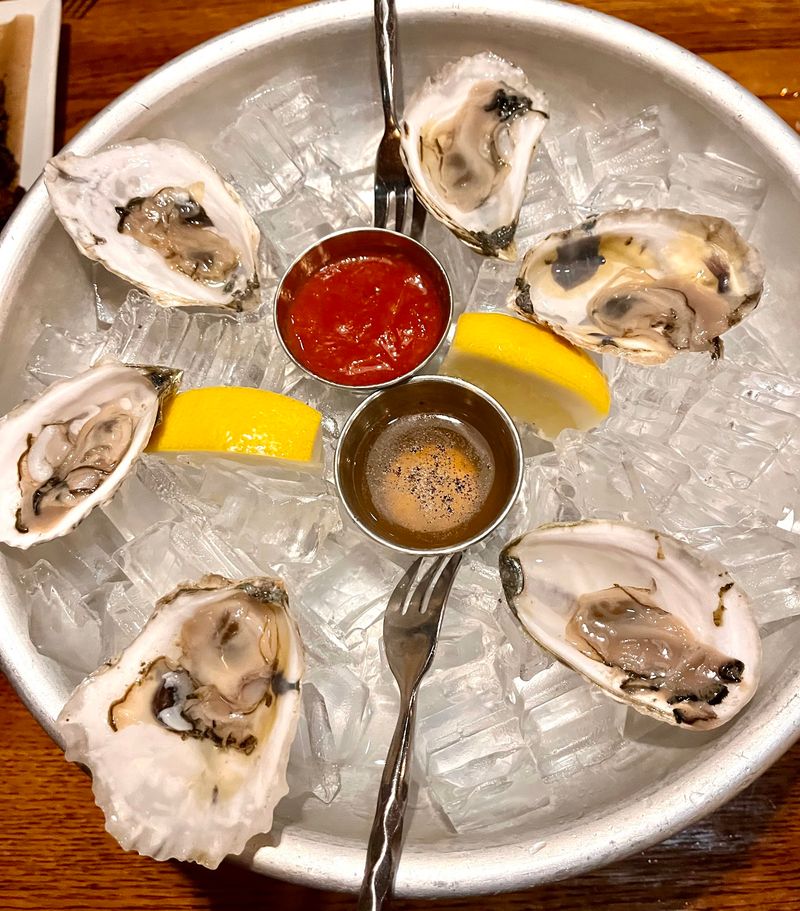 Raw Bar With Local Oysters On Ice
