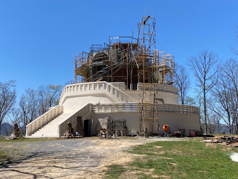 A White Stupa Rising Above The Appalachian Foothills