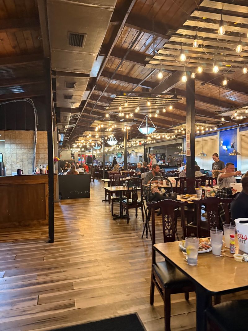 A Blue-Lit Seafood Hall on the Pigeon Forge Parkway