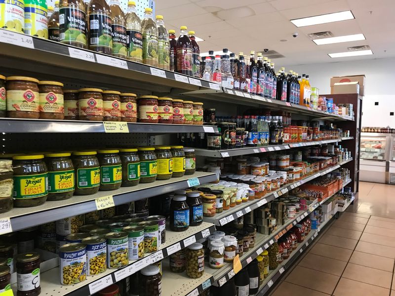 Shelves Stocked With Labels From Many Countries