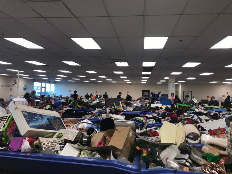 Warehouse Of Blue Bins