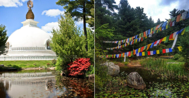 This Short Massachusetts Hike Leads To A Stunning White Peace Pagoda And Zen Garden