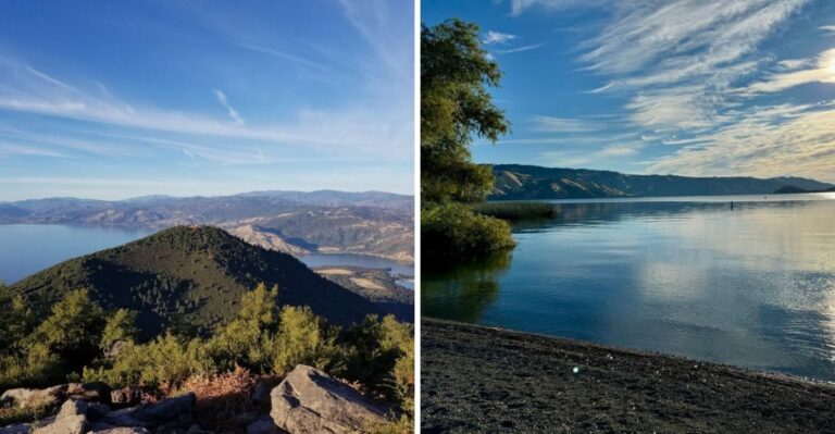 This Enormous California Lake Has 100 Miles Of Shoreline Beneath A Towering Volcano