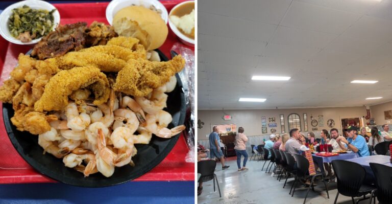 This Louisiana Buffet Serves Mountains Of Catfish But The Crowds Thin Out After Dark