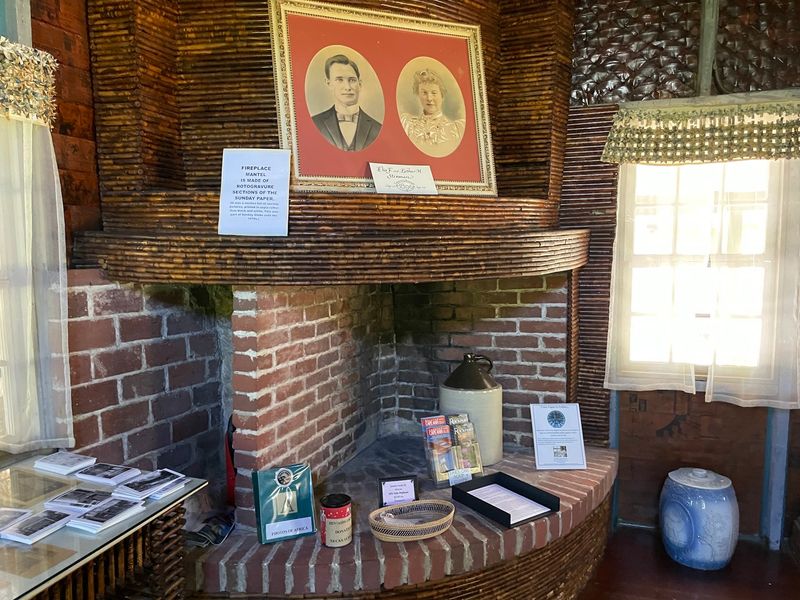 Brick Fireplace, Paper Mantel