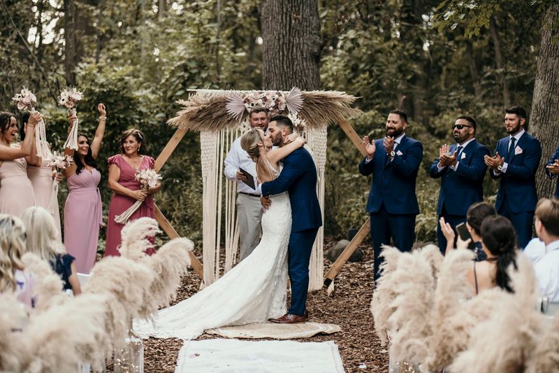 An Outdoor Ceremony Clearing Surrounded By Woods