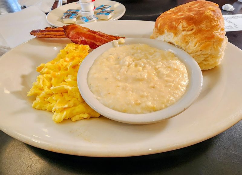 Morning Grits, Hash Browns, and Biscuits