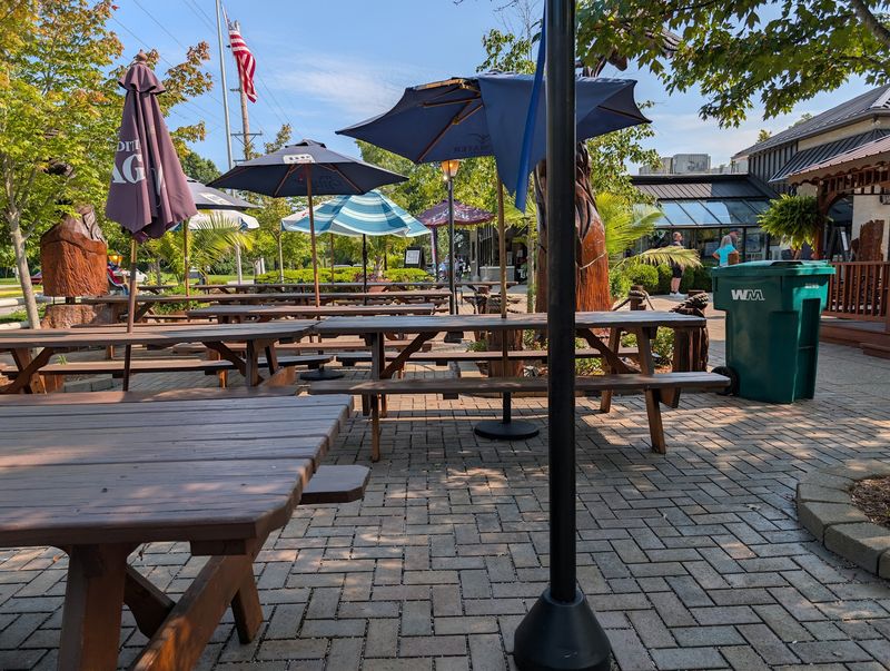 Picnic Tables Under Yellow Lights Beat Any Dining Room