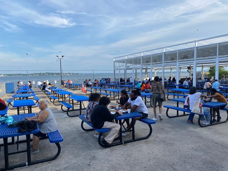 Picnic Tables Facing The Sound