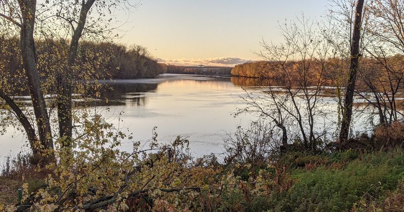 The River Turns Into A Mirror Full Of Autumn Color