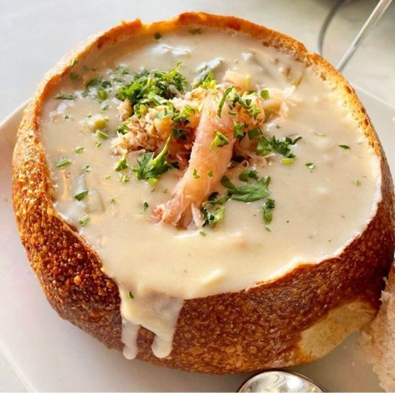 A Sourdough Bowl Full Of Crab Chowder Is Very San Francisco