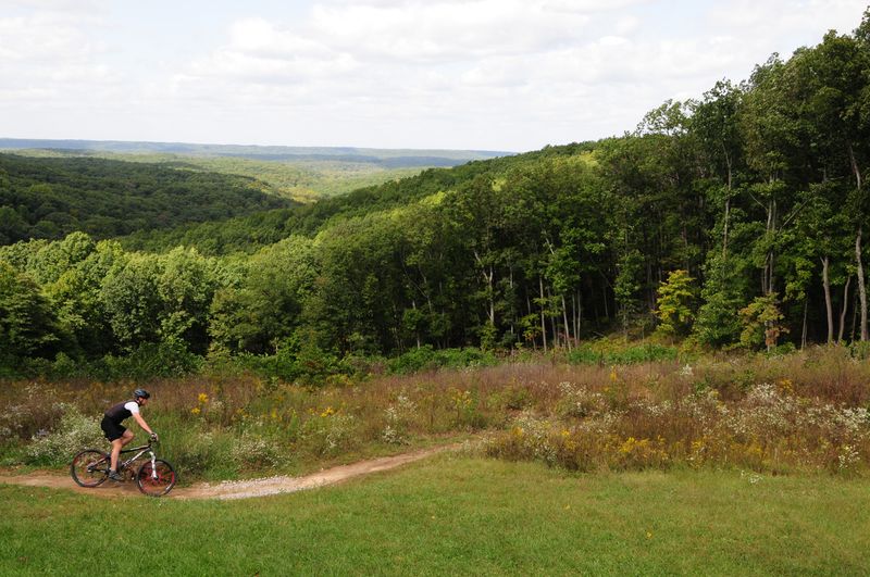 Mountain Bikes And Horses Share The Hills