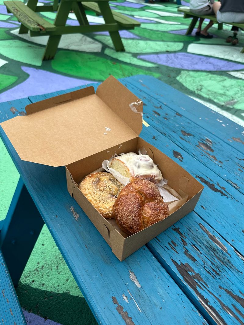 Picnic Tables On A Street Without Cars