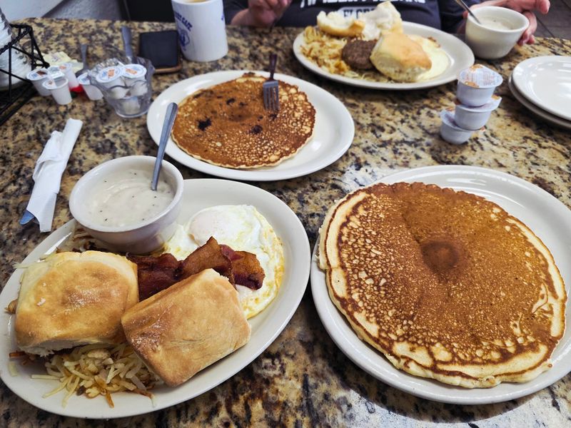 Pancakes As Big As The Plate Are Waiting All Day Long