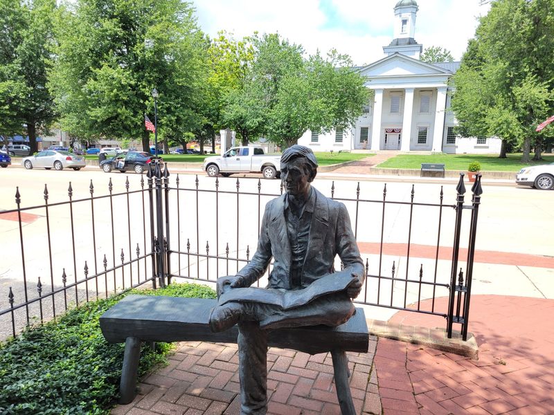 Gardens, Markers, And A Bronze Lincoln Nearby