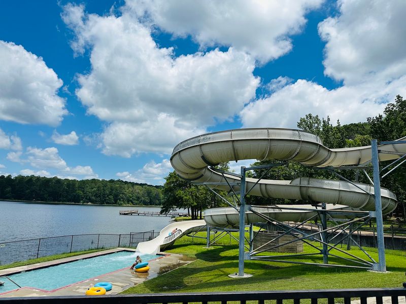 Pool and Twisty Water Slide Fun