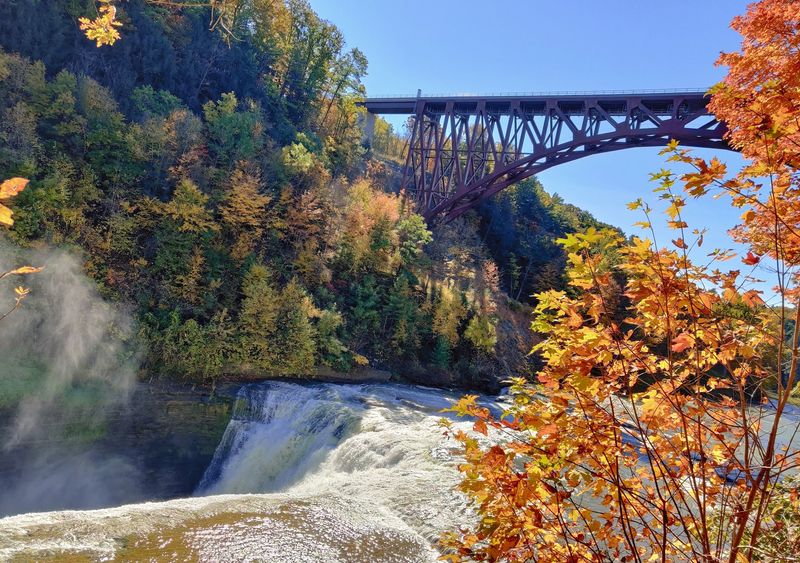 Upper Falls And The Famous Bridge Above It