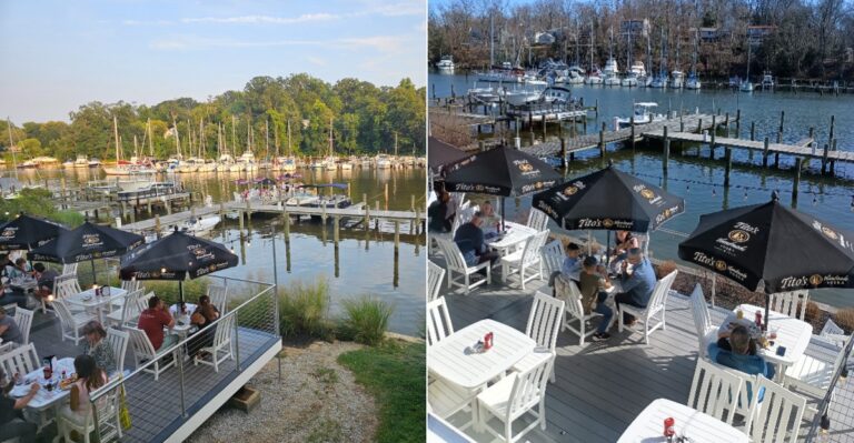 The Maryland Dockside Restaurant Serving Crab Cakes And Shrimp On Generous Platters