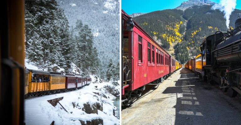 All Aboard A Steam Train Rolling Through Golden Aspens High In The Colorado Mountains