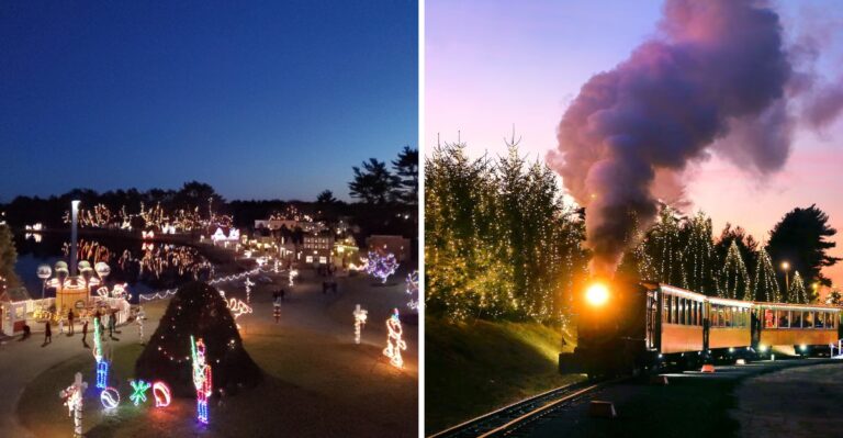 This Massachusetts Christmas Train Takes You Through A Wonderland Of Glowing Holiday Lights