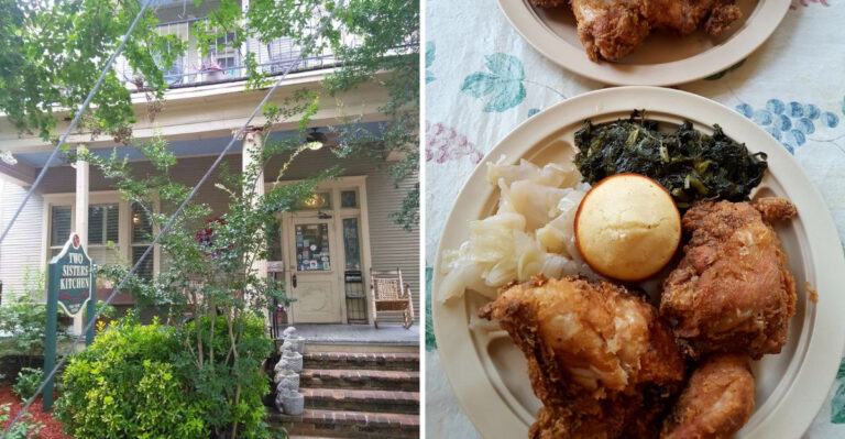 This 1902 Mississippi House Serves a Southern Lunch Buffet With Peppery Fried Chicken, Angel Rolls, and Peach Cobbler