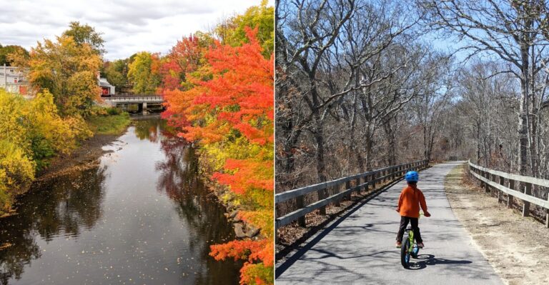 These 8 Flat Massachusetts Rail Trails Wind Through Fall Foliage Without The Climb
